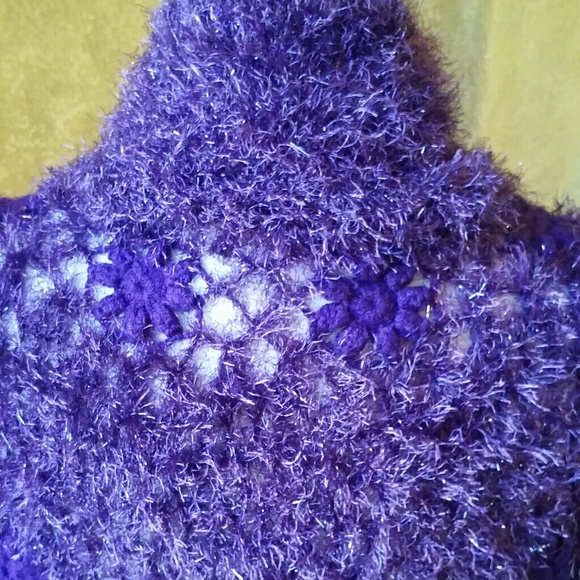 Hand Crochet Eyelash Open Front Cardigan New - Picture 5 of 5